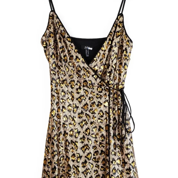 Aidan AIDAN MATTOX Leopard Sequin Wrap Dress Gown $285 - Size 4 / S